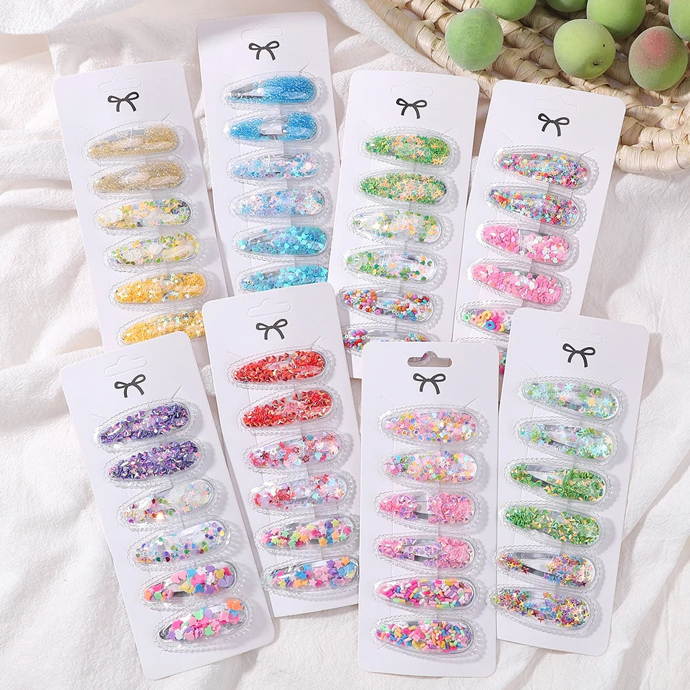3/6pcs Children's Cartoon Hair Clip Set Rabbit Crown Flow Sofa Clip Sequin Butterfly Hairgripes Lovely Girls Hairpins Headwear