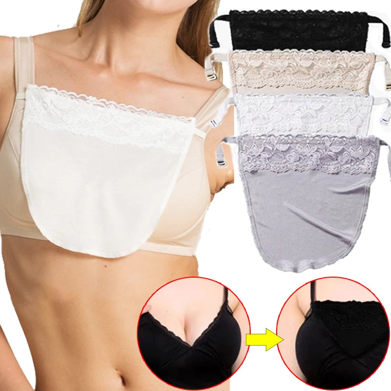 Women's Anti-slip Buckle Underwear Thin Style Traceless One-piece Lace Wipe Invisible Bras Cover Chest V-neck Inside Chest Piece