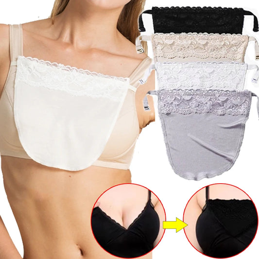 Women's Anti-slip Buckle Underwear Thin Style Traceless One-piece Lace Wipe Invisible Bras Cover Chest V-neck Inside Chest Piece