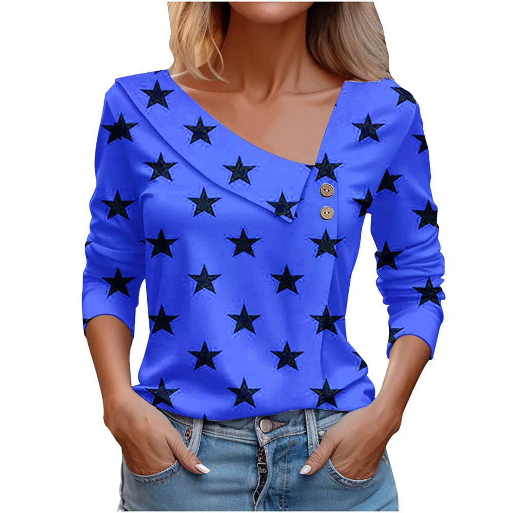 T Shirt For Women Fashion Long Sleeve Top White Floral Print Shirts And Blouses Autumn Winter Clothes For Women 2024 Viralgem Store