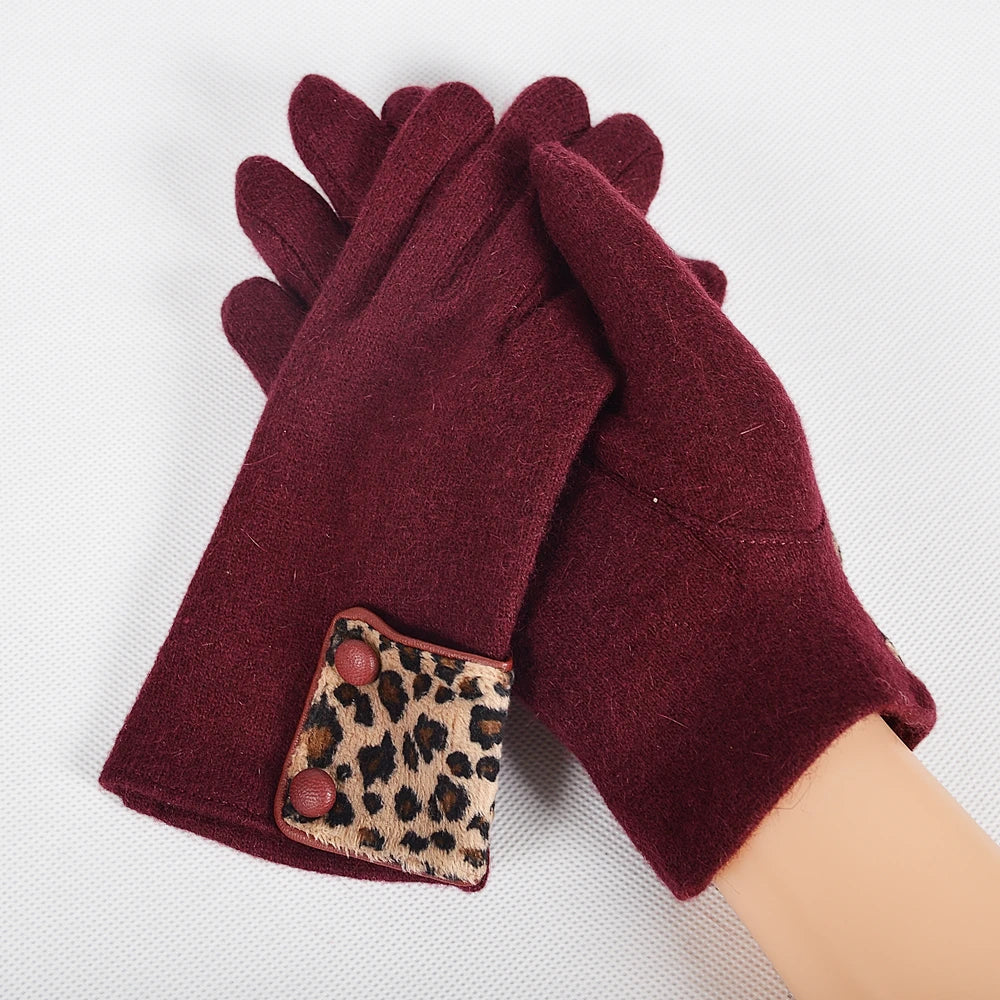 [BYSIFA] Winter Women Wool Gloves New Thick Warm Touch Screen Ladies Gloves Spring Autumn Soft  Elegant Hot Pink Mittens Gloves