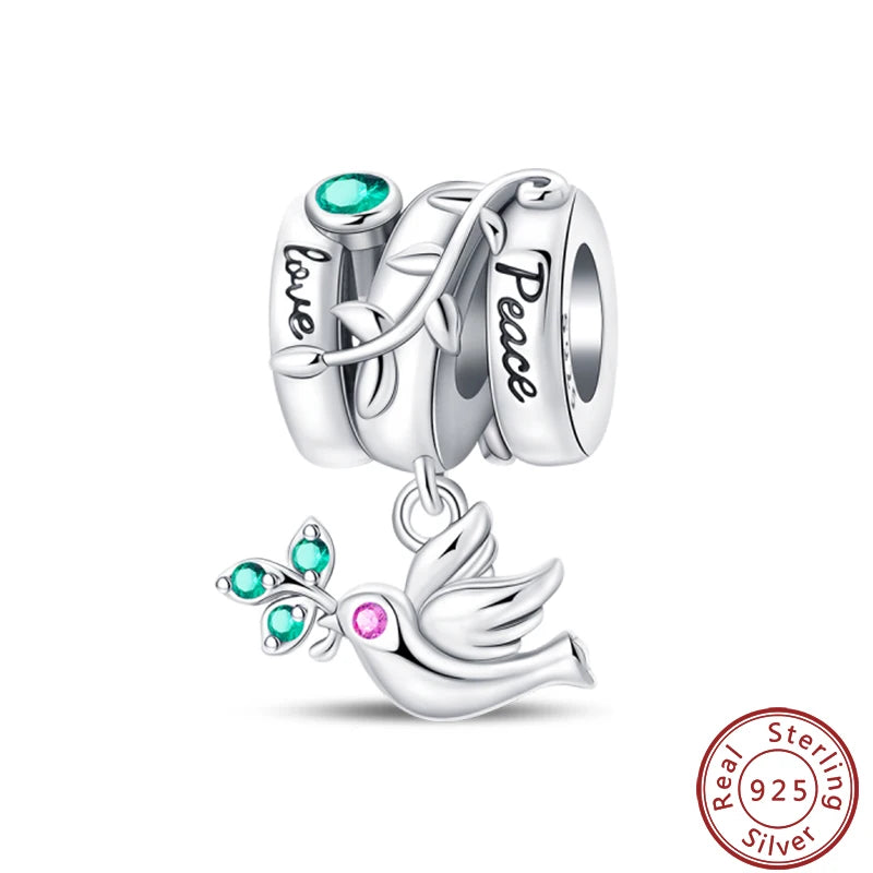 100% 925 Silver Parrot Hummingbird Owl Birds Fashion Design Charms Beads 3mm DIY Fine Jewelry Gifts Making Viralgem Store