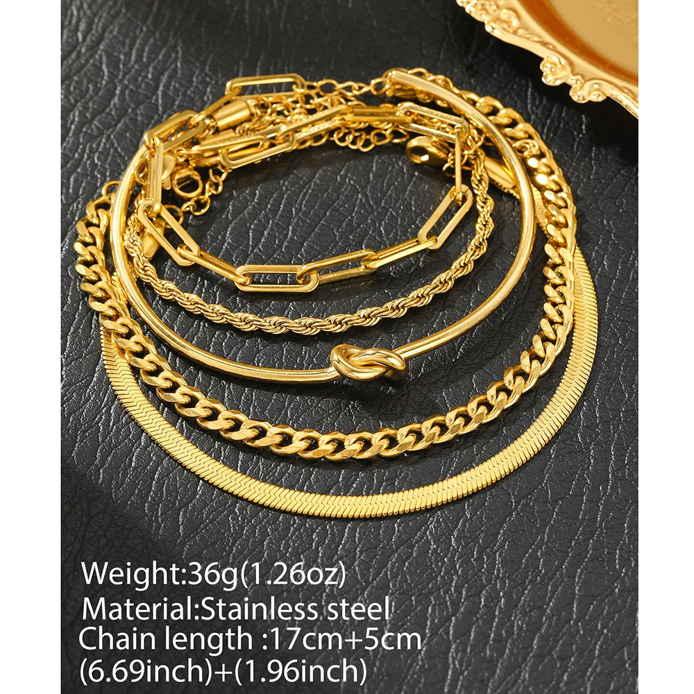 Stainless Steel Bracelet Set Classic Fashion Five Bracelet Set Exquisite Bracelet For Women Jewelry Banquet Gift Recommendation Viralgem Store