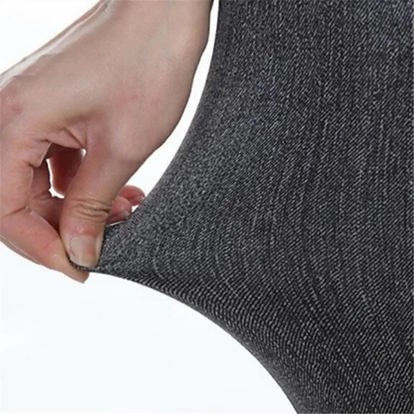 2023 Women's Spring and Summer Tight Imitation Jeans, Smart Slim Fashion, Large Tight Pants, False Pocket Women's Fitness Pants