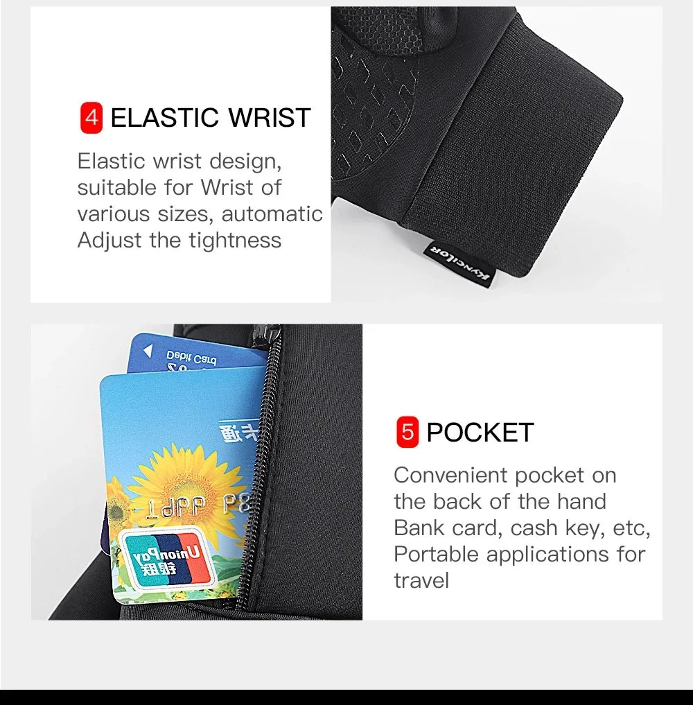 Winter Outdoor Cycling Gloves for Men and Women Touchscreen Windproof Warm Sport Splashproof Silicone Non-slip Motorcycle Gloves