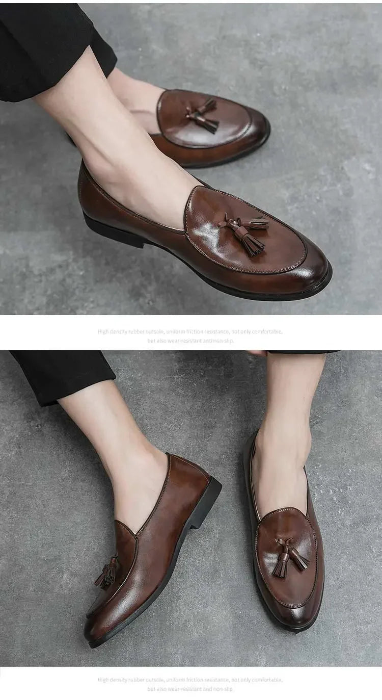 2023 New Classic Men Business Shoes British Breathable Simple Tassel Leather Shoes Style Casual Dress Shoes Mens Size 38-46 Viralgem Store