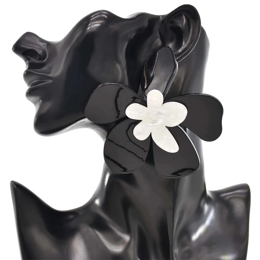 Acrylic Fashion Big Flower Pendant Earrings Double Layer Flowers Women's Earrings for Women 2023 New Party Jewelry Gifts