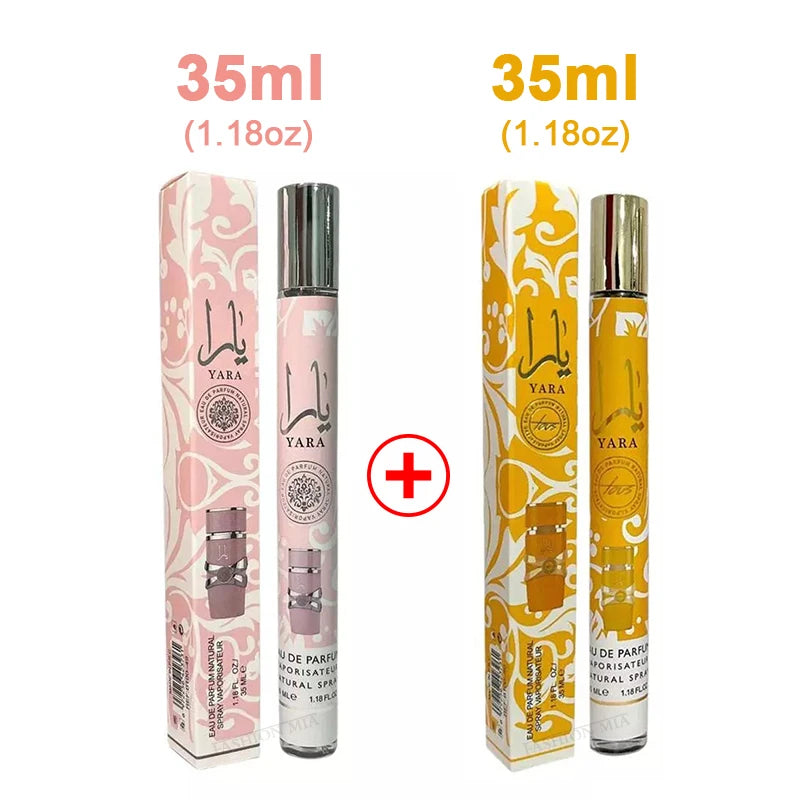 2PCS 35ml Yara Perfume Long Lasting Gourmand Fragrance Eau de Parfum Spray Arabian Perfumes For Men's & Women Portable Perfume