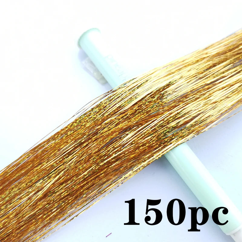 Synthetic Extensions Hair Dazzling Female Hippies With Tinsel Rainbow Silk For Braided Headwear Length 120 Cm 150 Strands/Pack Viralgem Store