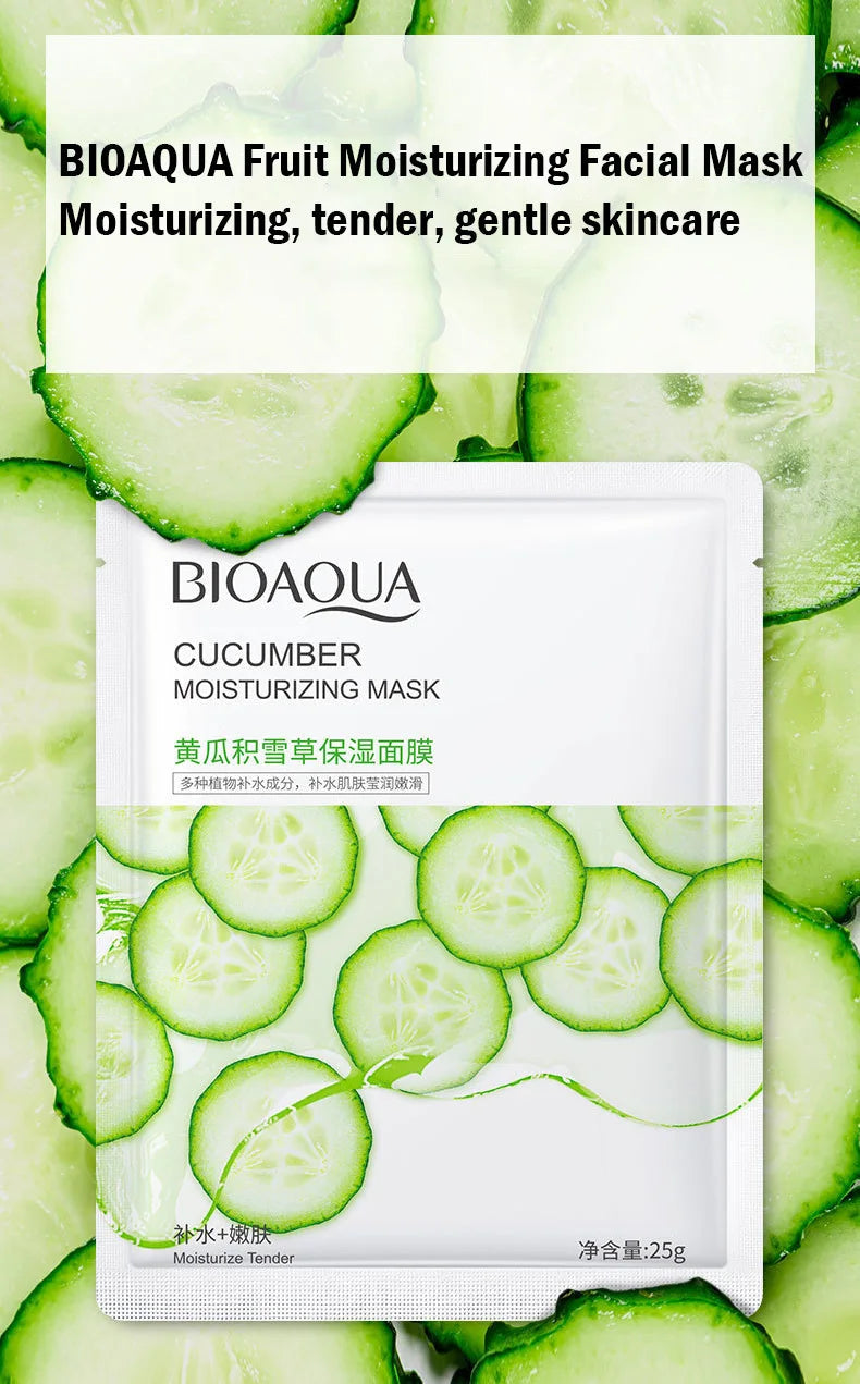 8pcs BIOAQUA Fruit Facial Masks Moisturizing Hydrating Brightening Anti-aging Face Mask Sheet Masks for Face Skin Care Viralgem Store