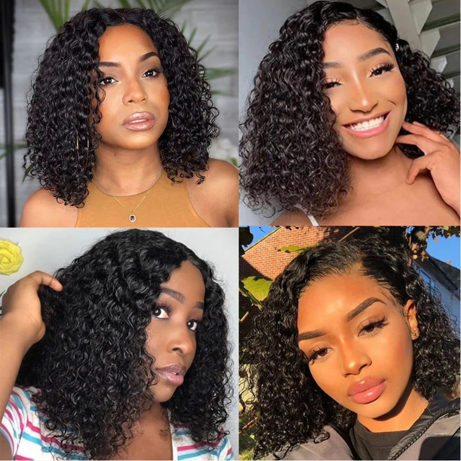 12A Kinky Curly Human Hair Wigs 13X4 Lace Frontal Wigs For Women Pre Plucked With Baby Hair Brazilian Virgin Jerry Curly Bob Wig