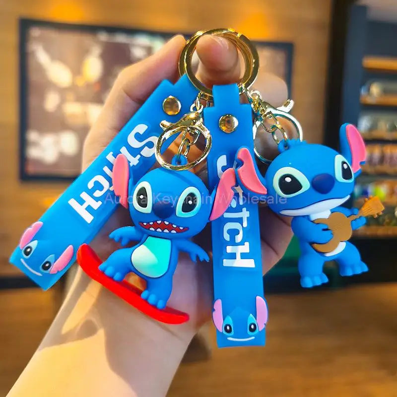 Wholesale Cartoon Anime Disney Keychain Mickey Mouse Minnie Lilo & Stitch New Keyring Key Chain Car Pendant Kids Toys Gifts