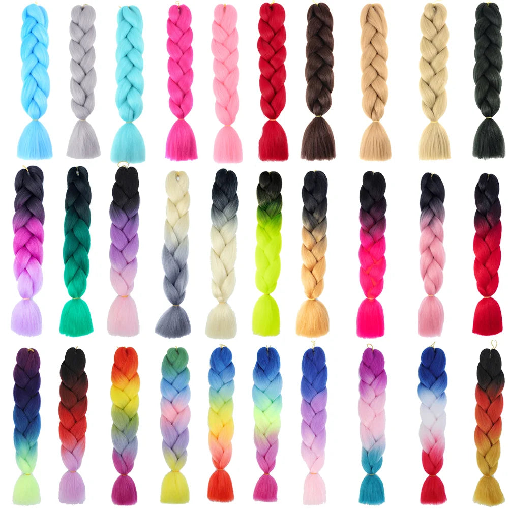 24 Inches DIY Jumbo Braiding Hair Synthetic Hair Extensions Afro Ombre Crochet Braid Hair Wholesale For Women