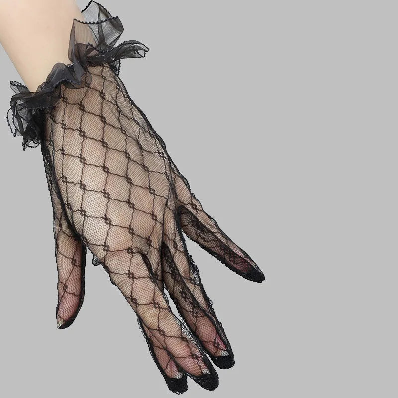 1 Pairs Lace Fingerless Wedding Gloves Beautiful See Through Bowknot Bride Party Gloves Female Vintage Soft Short Gloves Viralgem Store