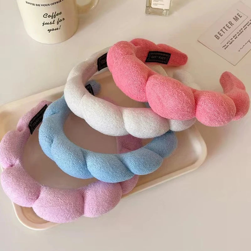 Sponge Co Spa Makeup Bubble Terry Cloth Headband Puffy Retro Hair Bands Soft Hairband Headwear Viralgem Store