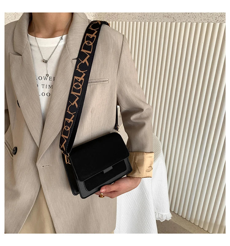 Wide Straps Shoulder Bag Flap Small Crossbody Bags for Women Simple Classic Handbags for Women Sac A Main Femme сумка женская