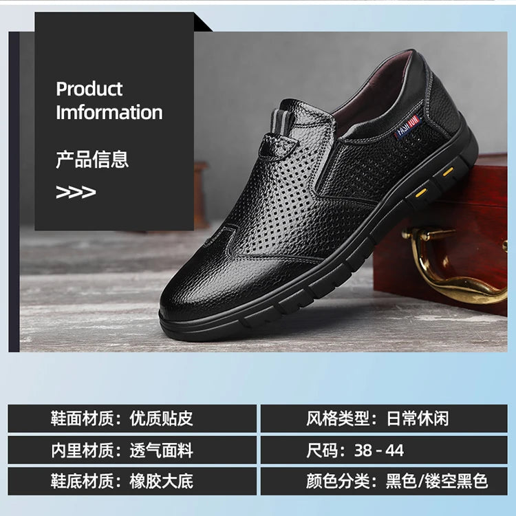 Summer Breathable Sandals for Men, Men's Cowhide Shoes, Hand-woven, Business Formal Leather Sandals, Dad's Shoes