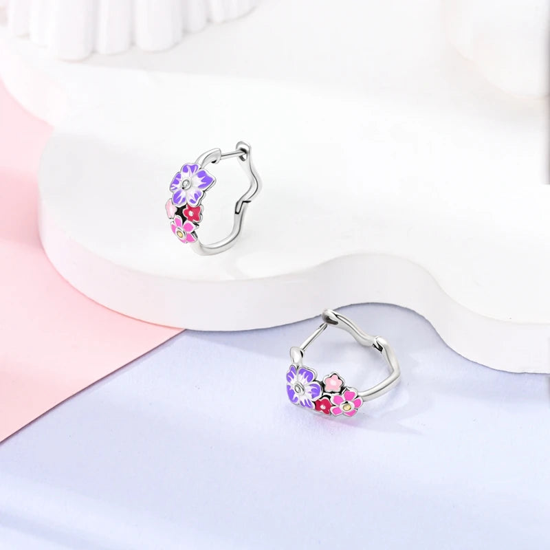 100% 925 Sterling Silver Earrings For Women Colorful Zircon flower Star Butterfly Cat Pendants Earrings Elegant Party Jewelry