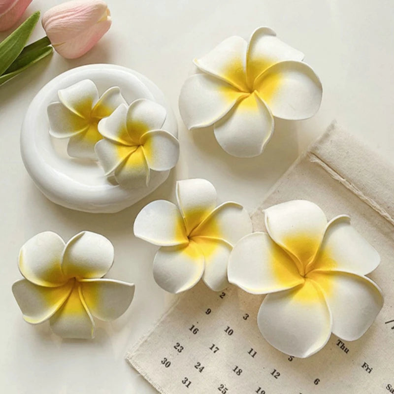 4Pcs Plumeria Flower Hair Clips For Women Girls Hairpins Egg Flower Barrette Hawaiian Wedding Artificial Headwear Viralgem Store