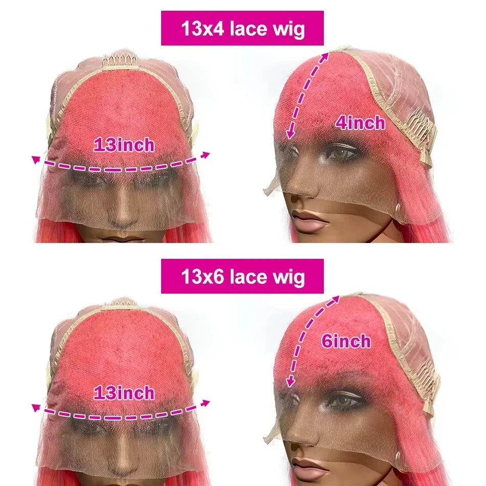 13x6 Pink Straight Human Hair Wigs 30 Inch HD Transparent Lace Frontal Human Hair Wig 13x4 Colored Lace Front Remy Wig For Wome Viralgem Store
