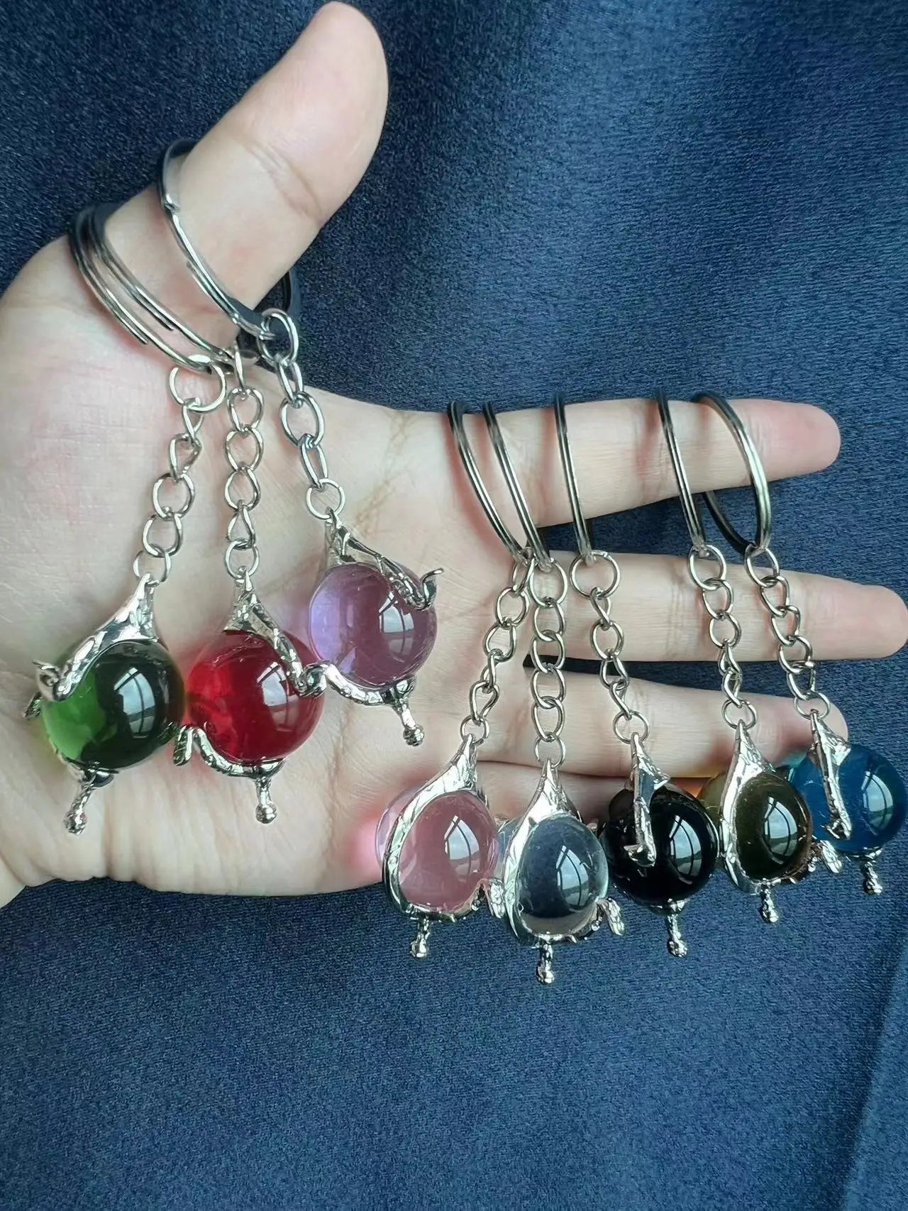 W.I.T.C.H. Color Crystal Heart of Kandrakar Keychain Exquisite Pattern Carved Crystal Ball Pendant Chain Magic Elf Same Jewelry