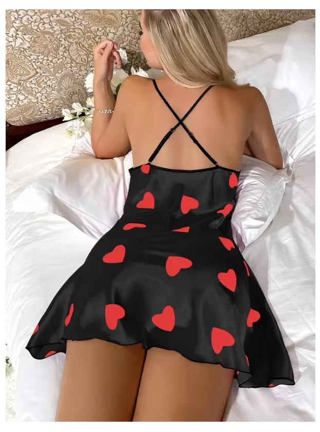 Women's Satin Nightdress Summer Sexy Lingerie Night Dress Nightgown Sleeveless Sleepwear Mini Slip Chemise Nightwear Loungewear