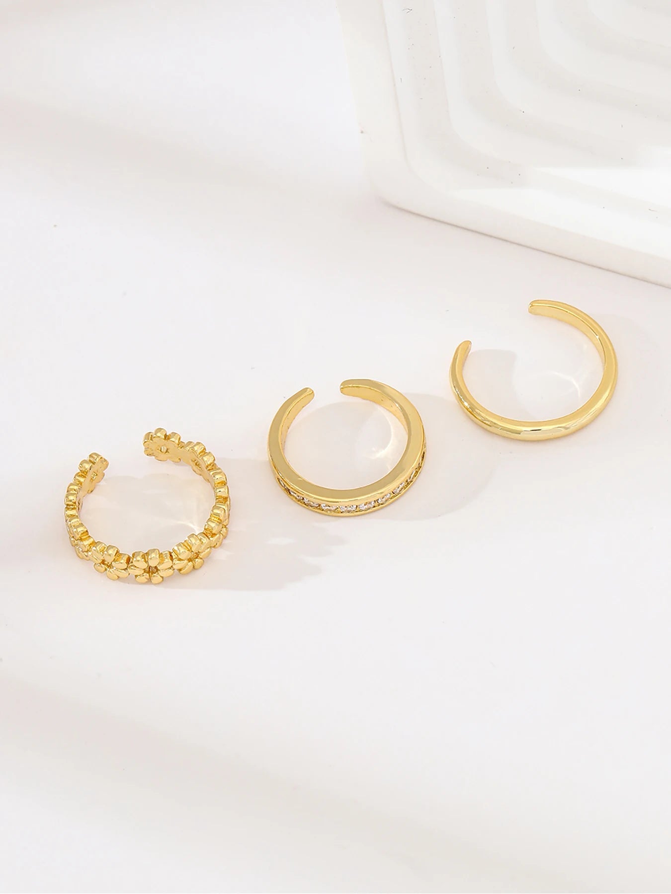 3pcs Fashionable Luxurious Open Adjustable Zircon Foot Ring Women's Beach Vacation Foot Joint Ring Toe Ring Set Jewelry Viralgem Store