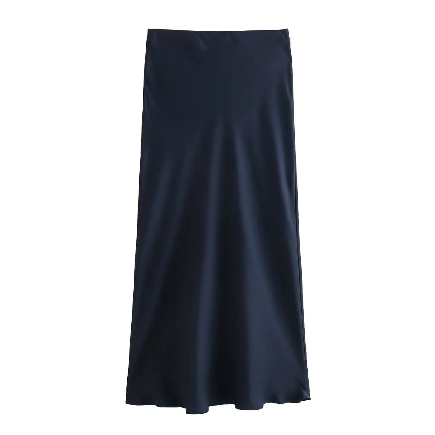 2024 New Women's European And American Style Fashion Silk Satin Texture High Waist Skirt Street Style Elegant Mid-length Skirt