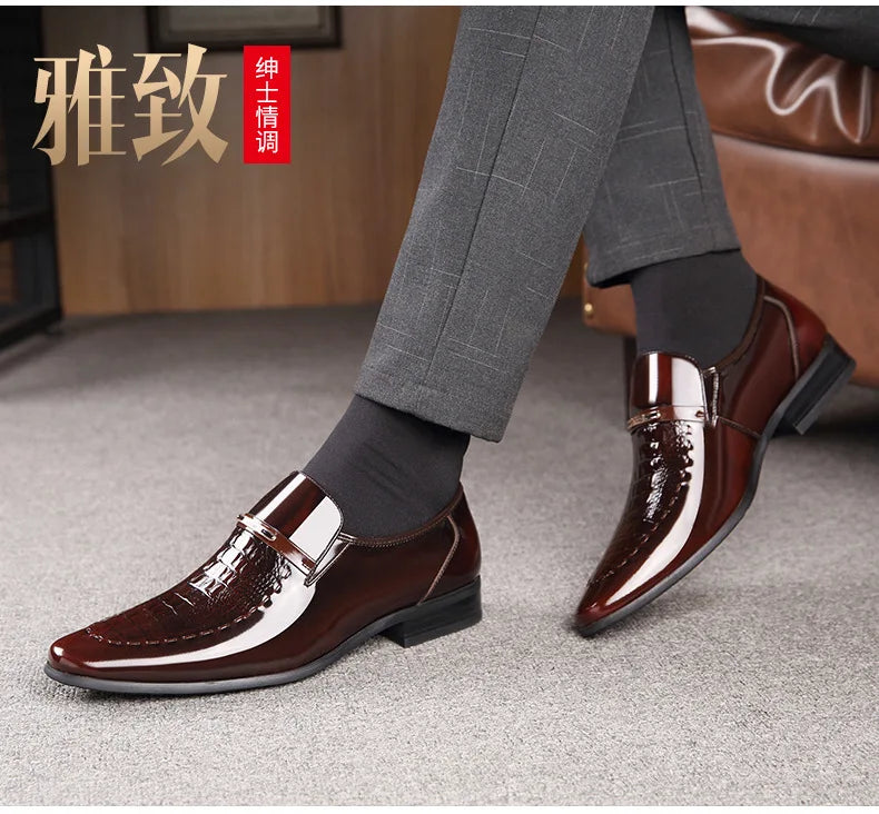 38-50 Mens PU Leather Shoes Luxury Crocodile Pattern Men Business Dress  Casual Social Shoe Male Wedding Footwear Zapatos Hombre