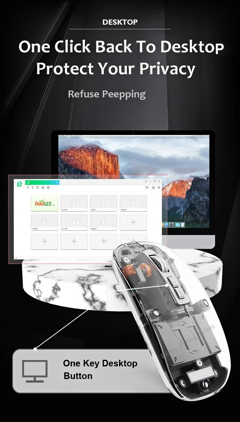 Transparent Magnetic Triple Mode Bluetooth compatible 2.4G Wireless Mouse One-Click Desktop Type-C Rechargeable Silent Mice Mute Viralgem Store