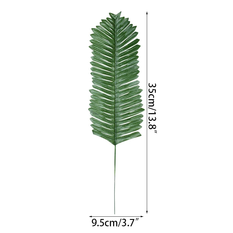 10/20pcs Artificial Green Palm Leaves Tropical Monstera Silk Turtle Leaves for Hawaiian Luau Beach Wedding Party Home Decoration