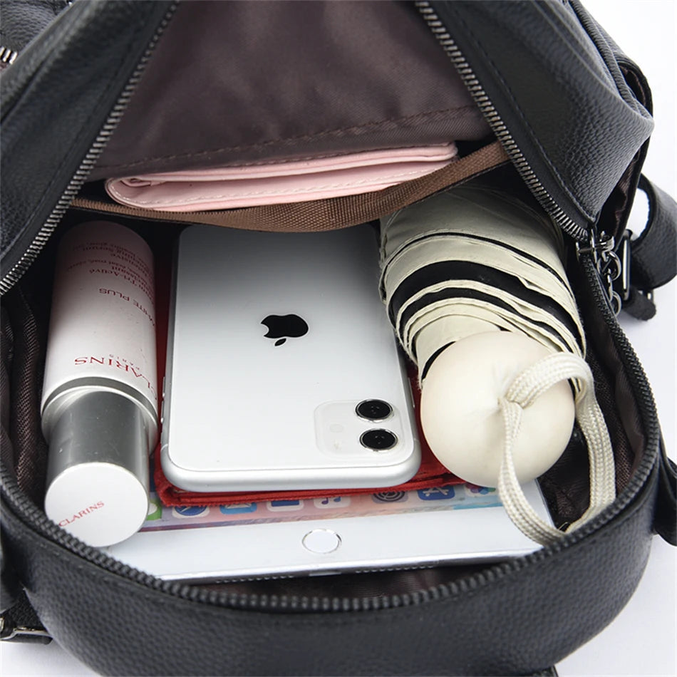 Women Travel Backpack for Teenager Girl 2024 Soft Leather Female Fashion 3 In 1 Bagpacks Large Capacity Ladies Mochilas Feminina Viralgem Store