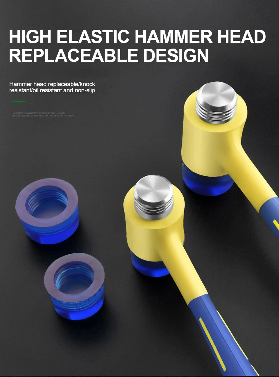 25/30/35/40/45mm Rubber Hammer Double Faced Work Glazing Window Nylon Hammer with Round Head and Non-slip Handle DIY Hand Tool