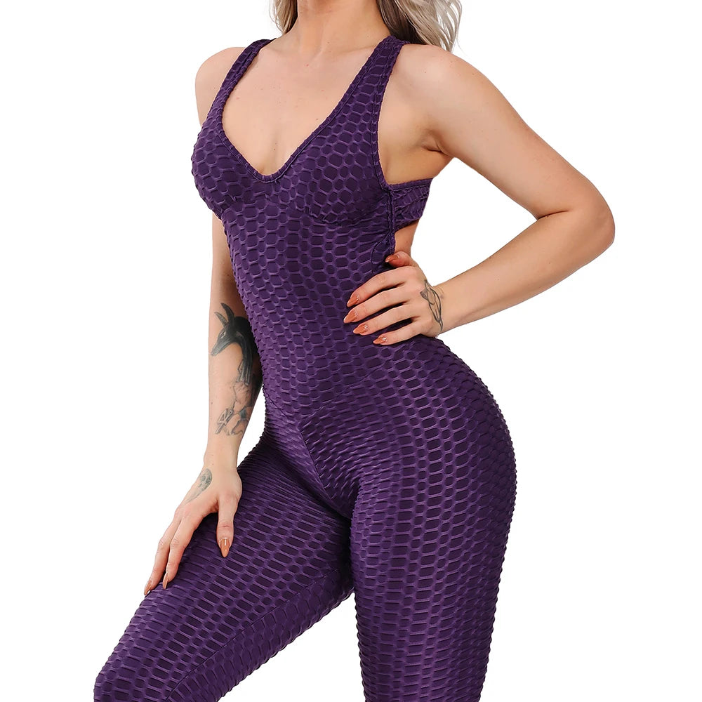 Women Halter Yoga Set Black Activewear Sexy Bandage Sleeveless Jumpsuit Skinny Rompers Solid Elastic Bodycon Fitness Sport Suits Viralgem Store