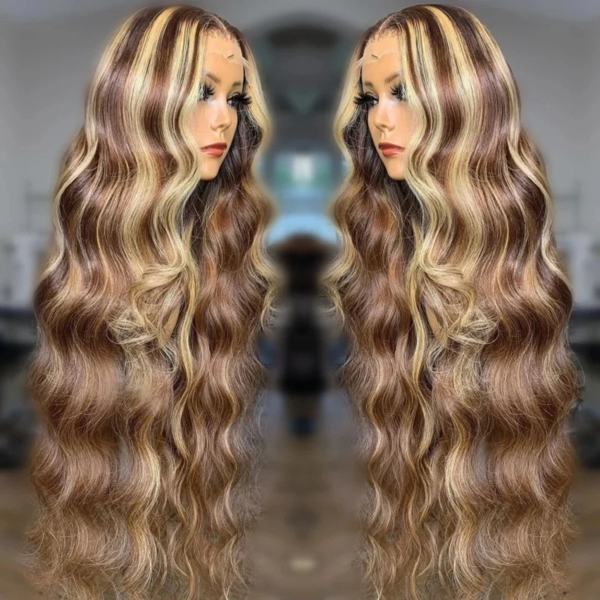 13×4 13x6 Highlight Lace Frontal Wig Body Wave Ombre Colored Honey Blonde Lace Front Human Hair Wigs For Women Pre Plucked