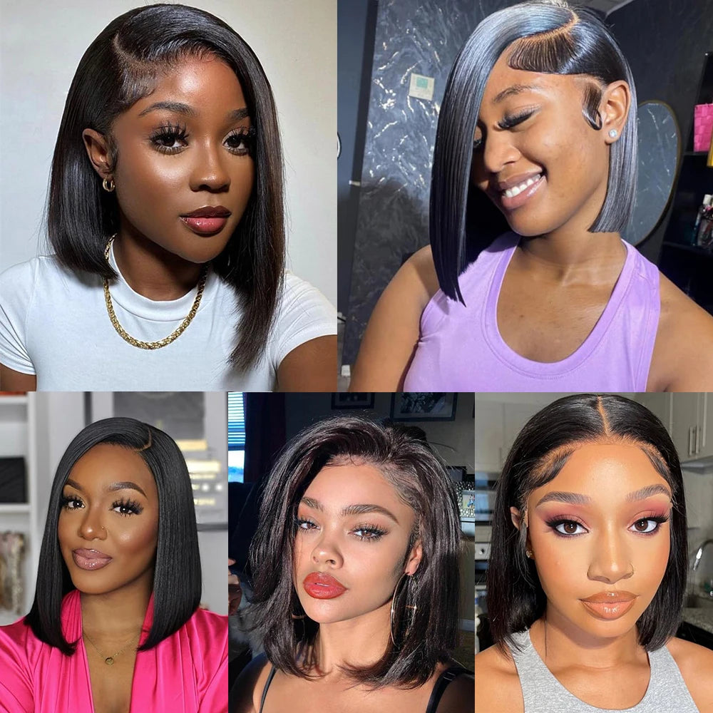 613 Blonde Short Bob Wig Transparent Lace Front Human Hair Wigs Straight 13X4 Burgundy 99j Brown Colored Cut Lace Frontal Wig Viralgem Store