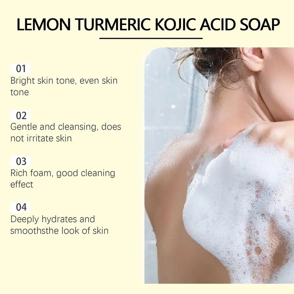 100g Lemon Turmeric Kojic Acid Soap Turmeric Face And Body Wash Clean Soap Bar, Firm Pores Lemon Turmeric Glowing Skin Care Soap