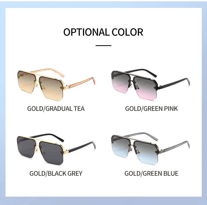 2024 New Square Frame Sunglasses Europe And The United States Fashion Sunglasses Men And Women Half Frame Sunglasses