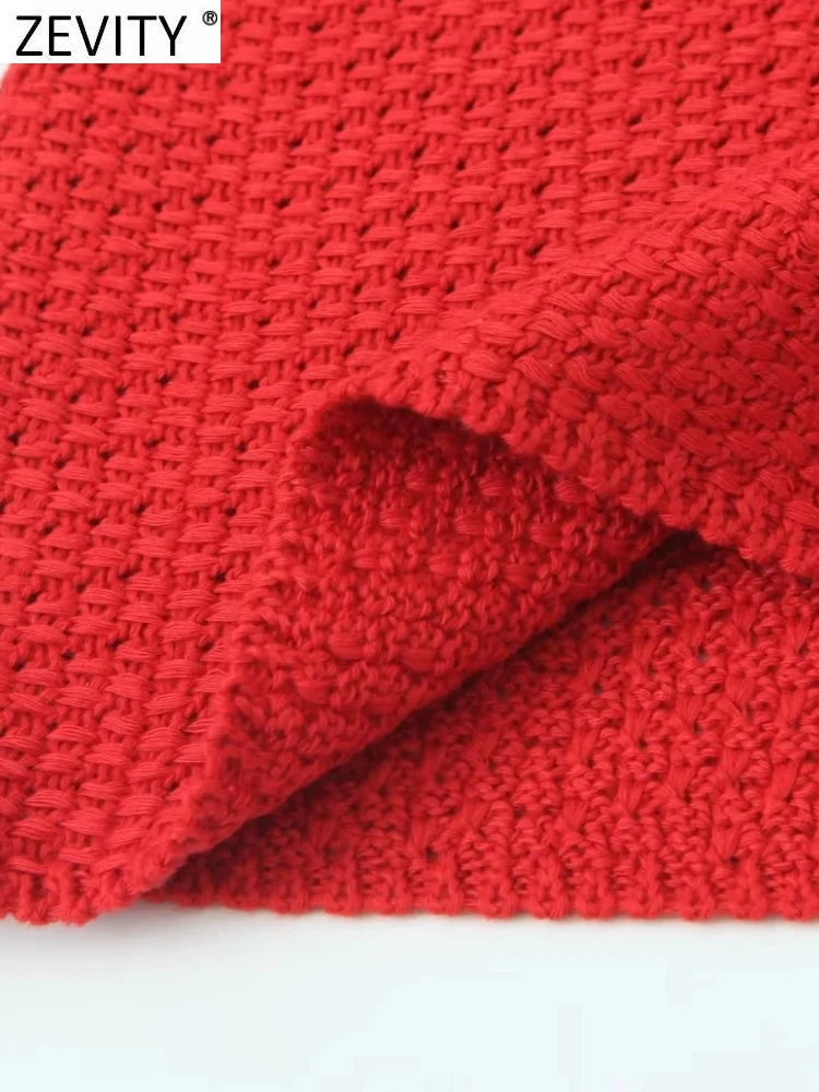 Zevity Women Euro Style V Neck Solid Sleeveless Bow Short Vest Jacket Ladies Retro Knitting Cardigan Slim WaistCoat Tops CT6203 Viralgem Store