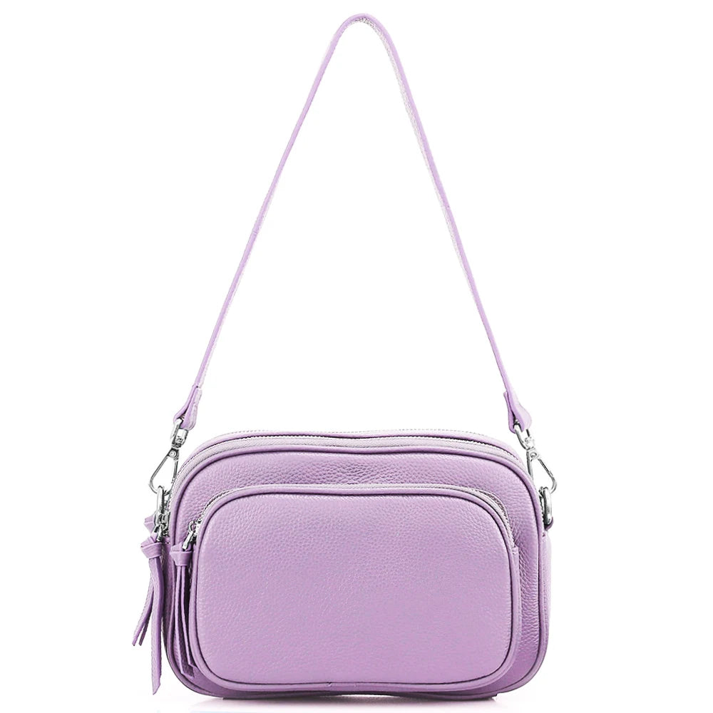 Zency Designer Women Shoulder Bag Genuine Cowhide Leather Handbag Zipper Pockets Large Capacity Female Crossbody Bag White Viralgem Store