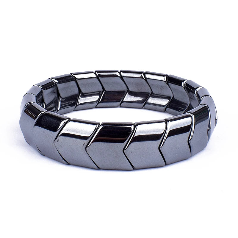 Weight Loss Magnetic Power Therapy Bracelet for Men Women W Shape Black Hematite Stone Beads Stretch Health Care Couple Jewelry