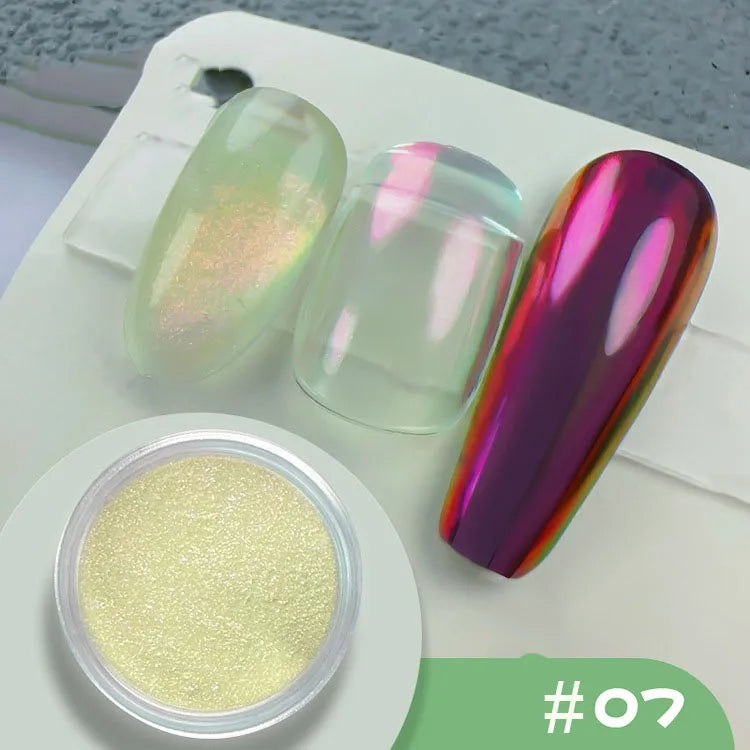 1jar Chrome Chameleon Aurora Nail Powder Metallic Effect Nail Glitter Pigment Mirror Nail Rubbing Dust Gel Nail Polish Supplies