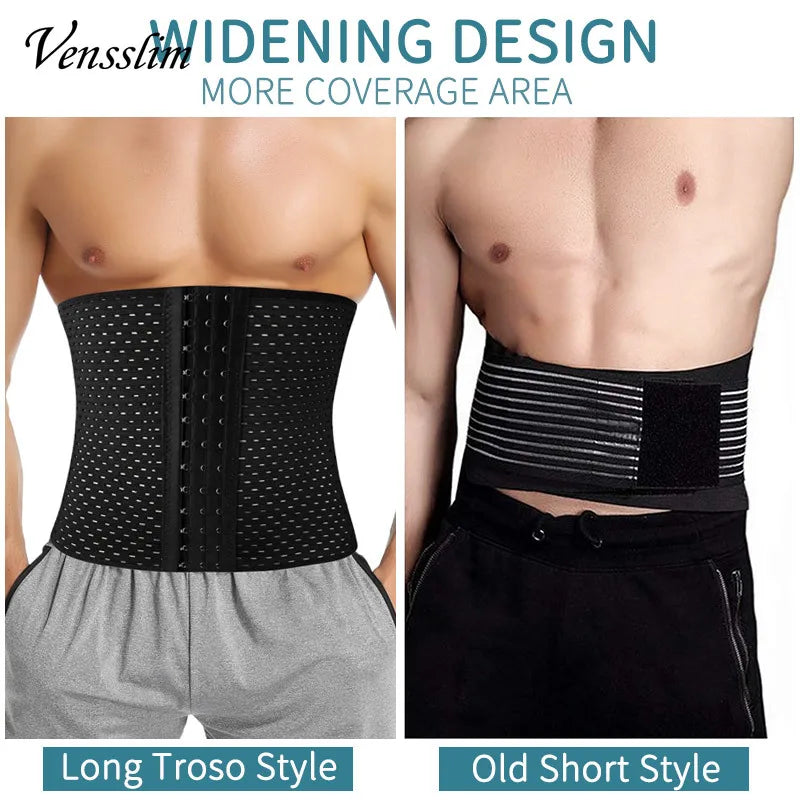 Vensslim Men Slimming Body Shaper Belt Weight Loss Tummy Control Strap Hooks Waist Trainer Workout Fitness Compression Corset Viralgem Store
