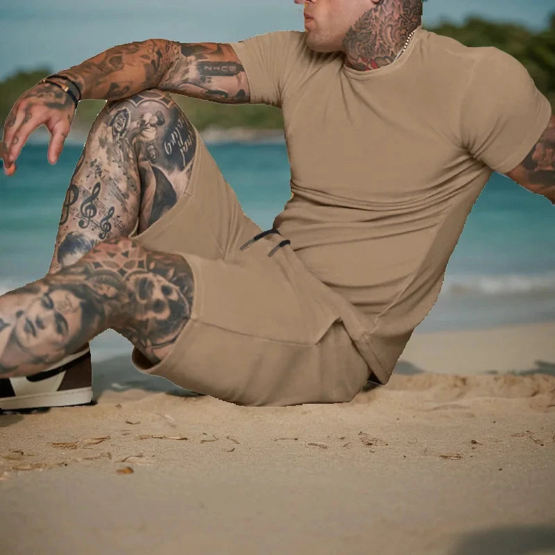 Summer Fashion Casual Outdoor Sports Set Men's Breathable T-Shirt Shorts Casual Fashion Two-Piece DIY Customize Your Logo Viralgem Store