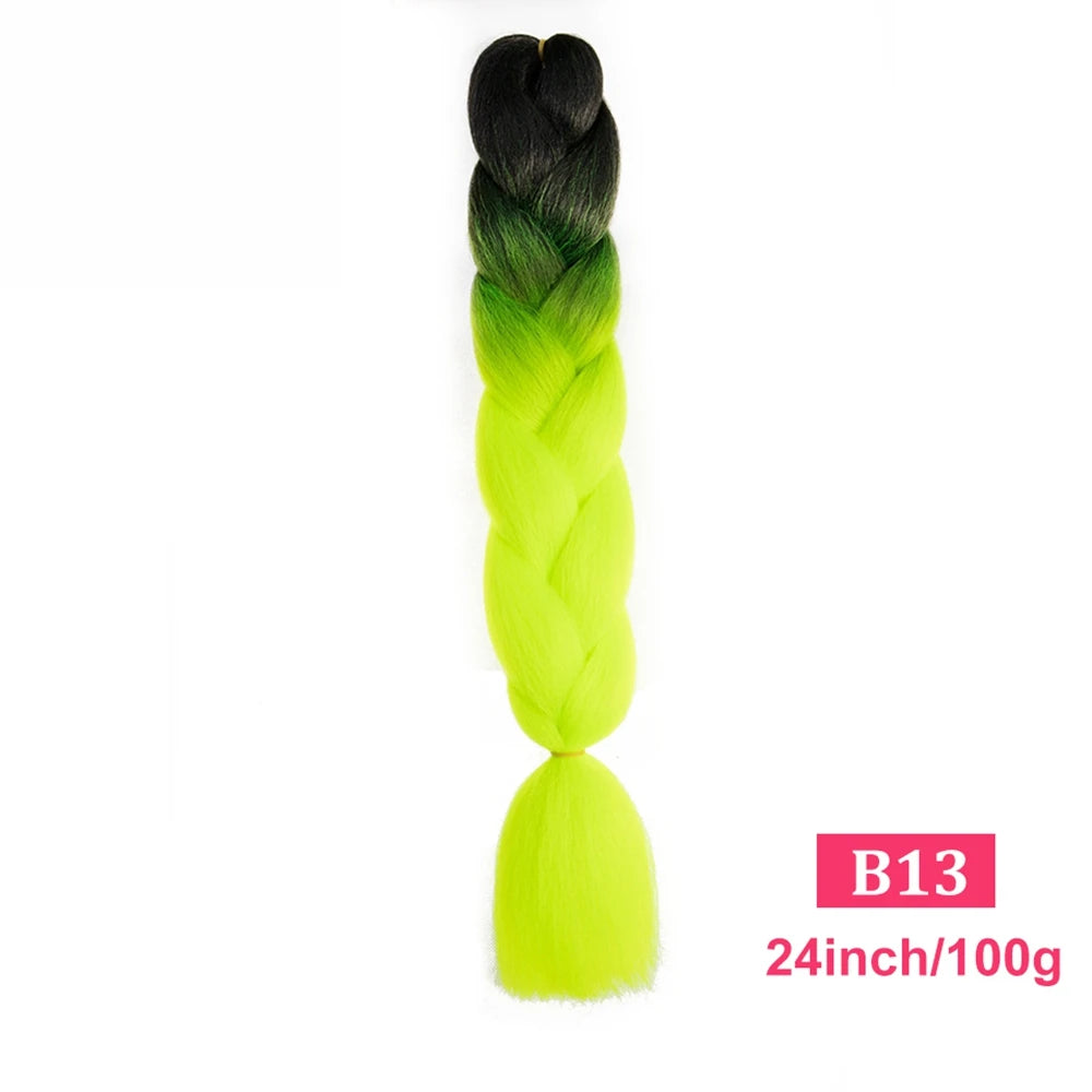 24inch Synthetic Long Braiding Hair Pre Strethced Colorful Ombre Brown Blonde Crochet Jumbo Braids Hair Extensions For Women