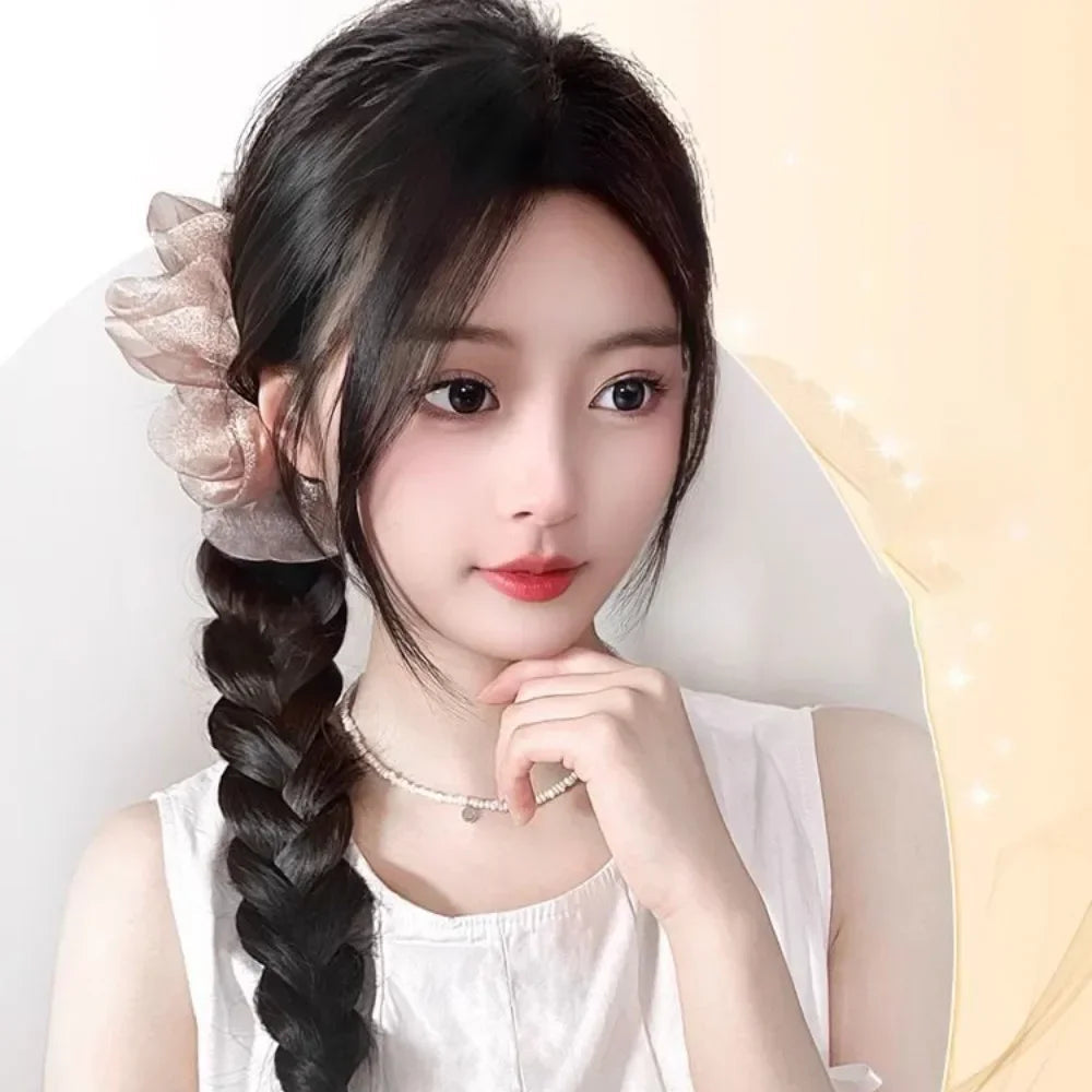 Synthetic Fashion Female Simulated Ponytail Braid Wig Bowknot Mesh Clip Natural Fluffy Fried Dough Twists Braid Viralgem Store