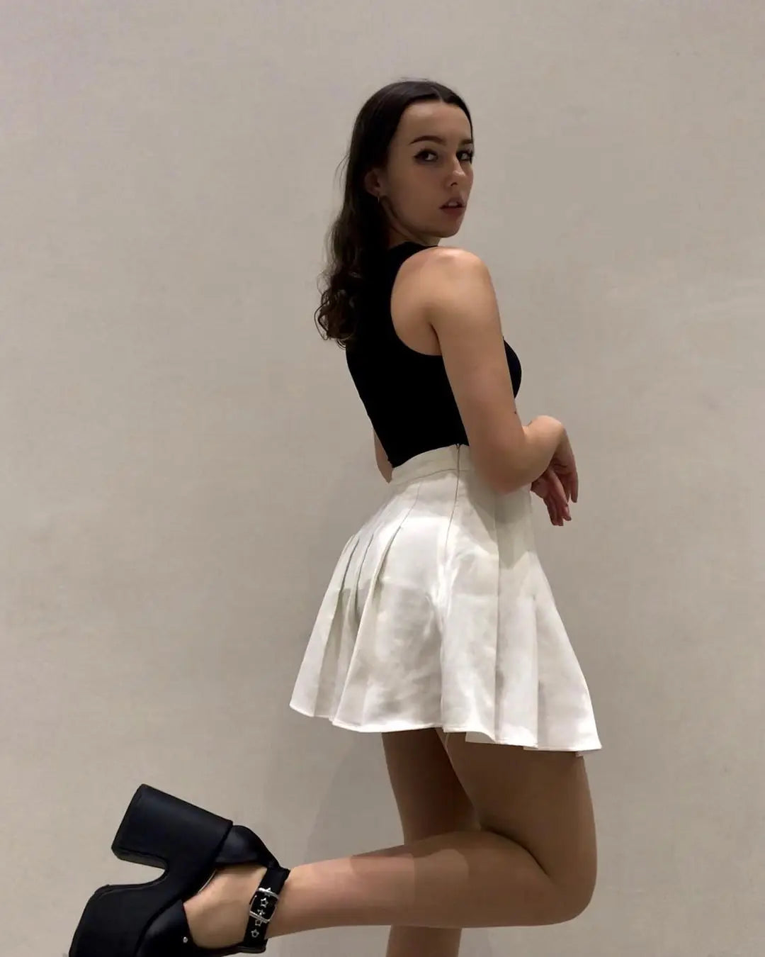 2023 Platform High Heel Cool Punk Fashion Women's High Quality Girls Goth Shoes Black Big Size 43 Cross-tied Casual Luxury Boots