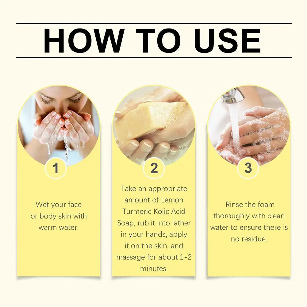 100g Lemon Turmeric Kojic Acid Soap Turmeric Face And Body Wash Clean Soap Bar, Firm Pores Lemon Turmeric Glowing Skin Care Soap