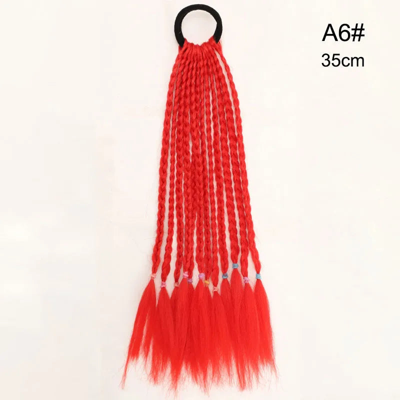 35cm Girl Thicker Wig Ponytail Hair Ropes Kids Twist Braid Rope Headdress Hair Braider Elastic Hair Band Rubber Hair Accessories Viralgem Store