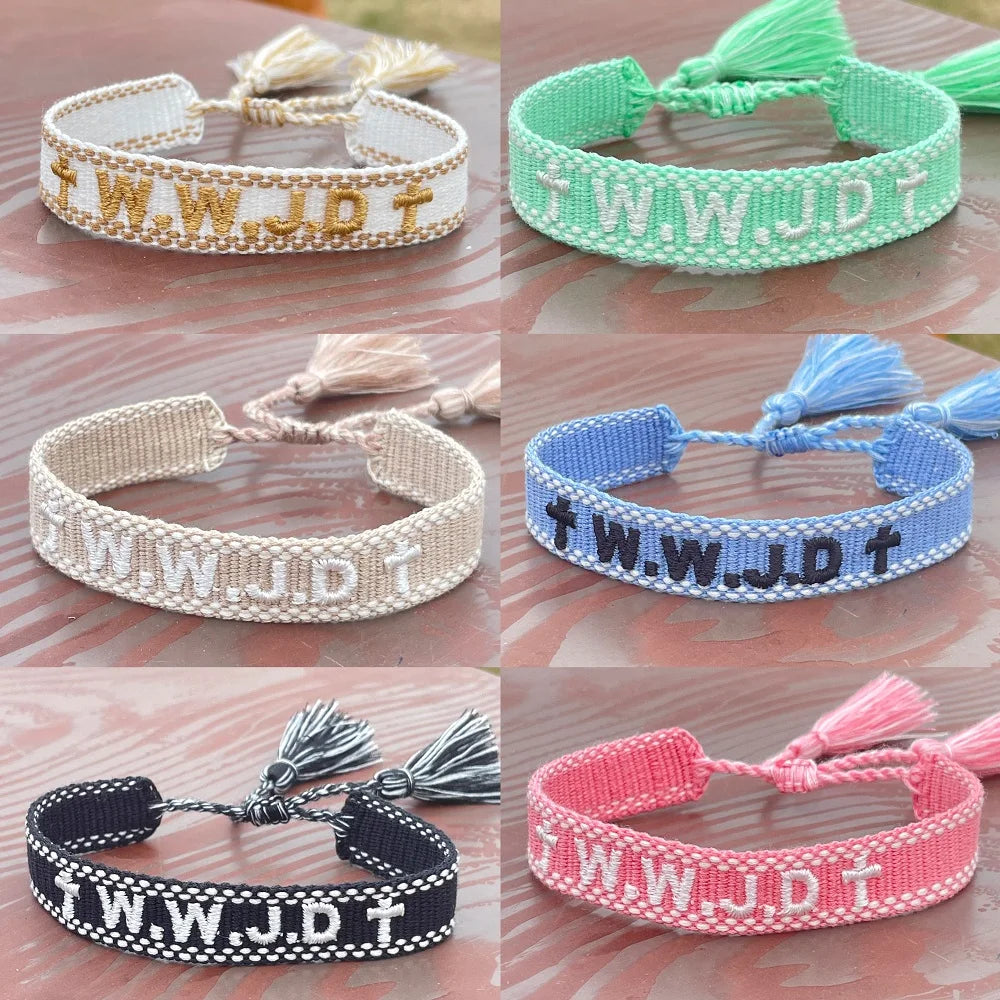 W.W.J.D. | WWJD Woven Bracelets San Benito Medal Bracelet Adjustable Stacking Jewelry
